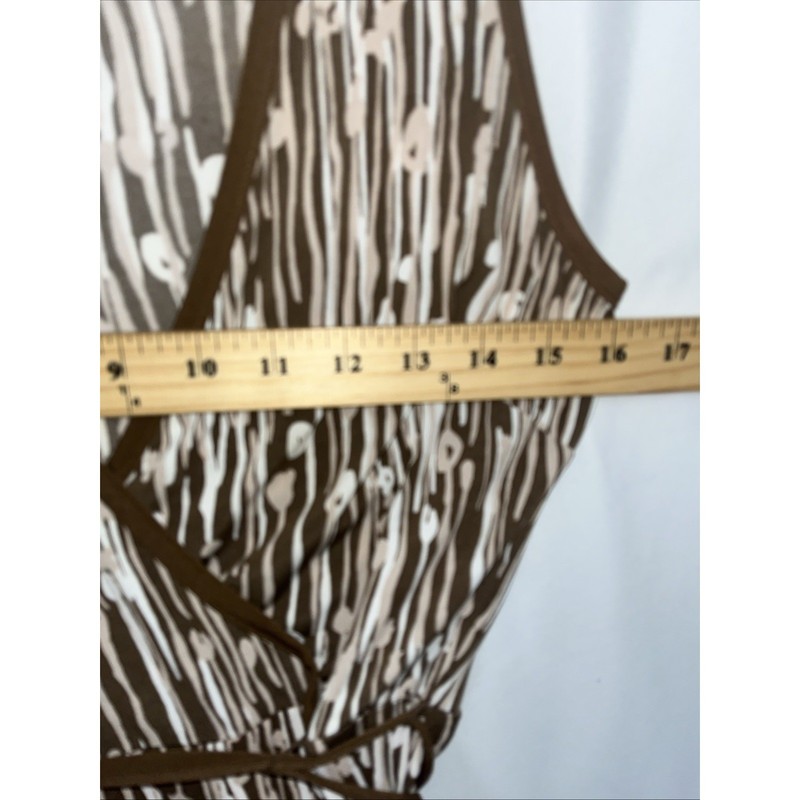 BCBG Paris Wrap Dress Womens XS Sleeveless Brown Classy Forest Fairy gallery