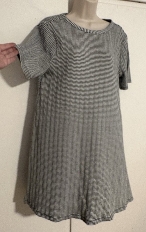 NWT LOFT Black & White Striped Tie-Back Swing Dress Stretchy Women’s Size Medium