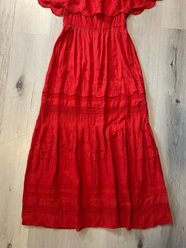 Alice + Olivia Pansy Red Size 4 Embroidered Off-the-Shoulder Maxi Dress gallery