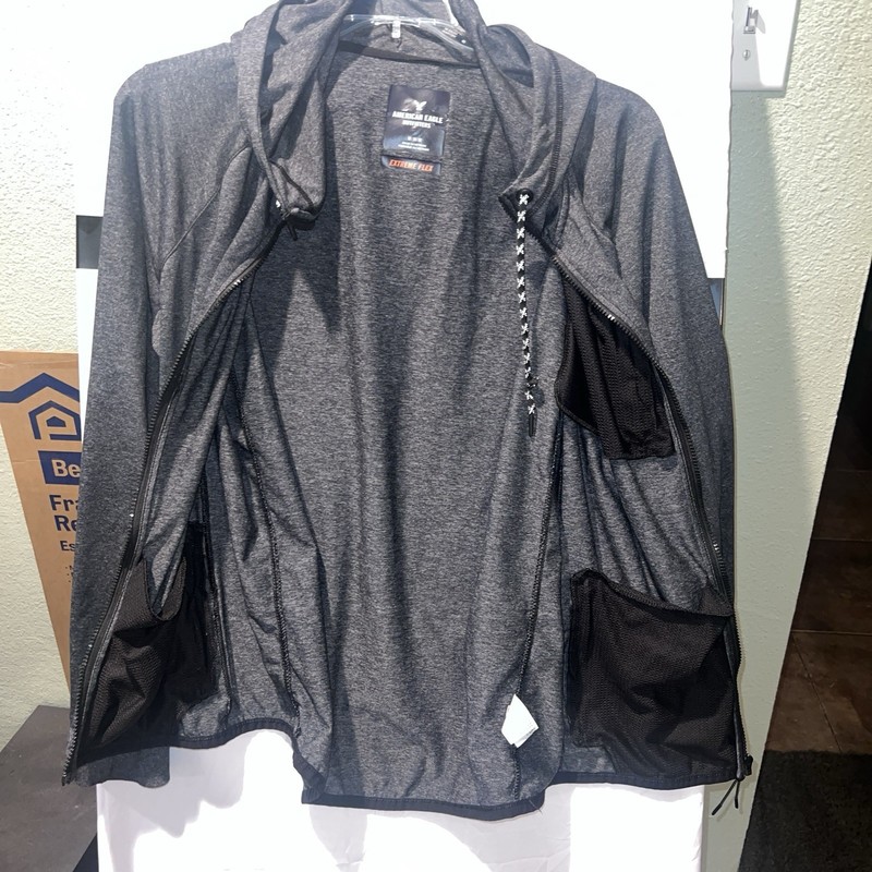 American Eagle Outfitters Mens Extreme Flex Full Zip Hooded Jacket Black Medium gallery