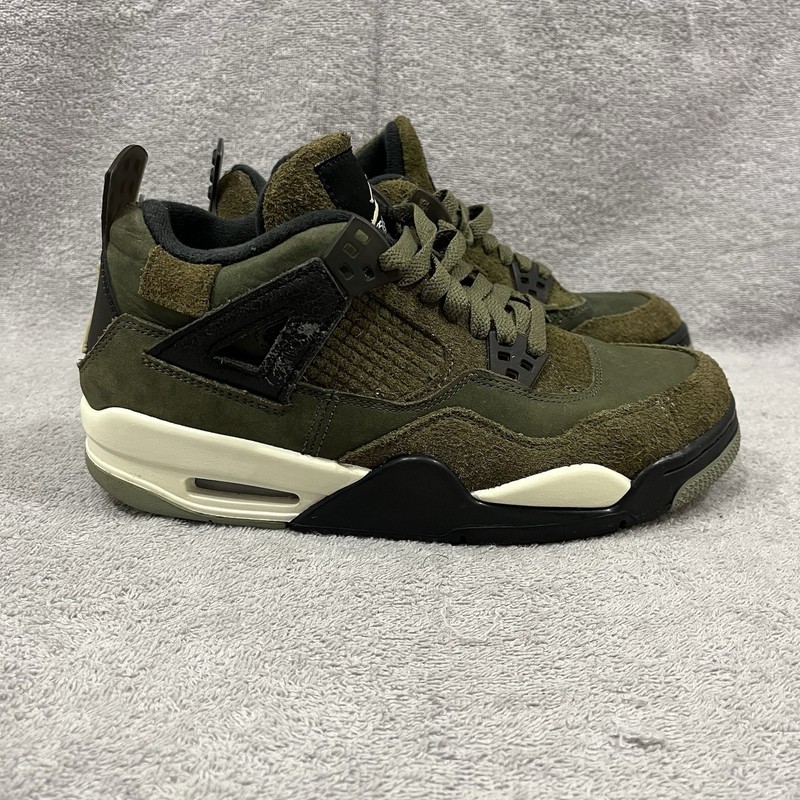 Jordan Air Jordan 4 SE Size 7Y Retro Craft Olive Green Low Top Sneaker FB9927-20