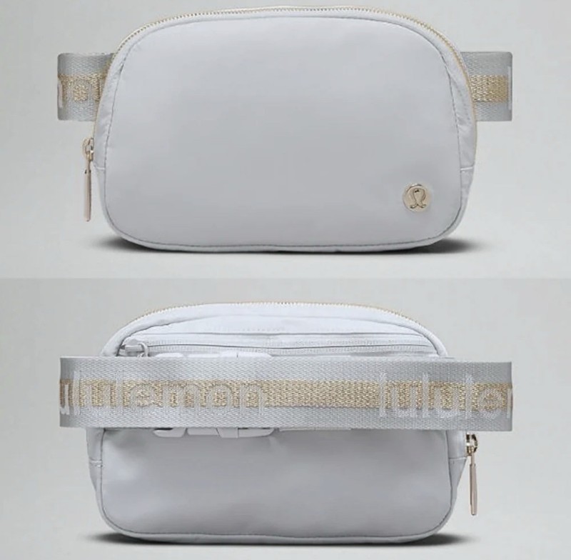 lululemon Gray Belt Bag Adjustable Strap Zip Closure Logo Zipper Accents Women