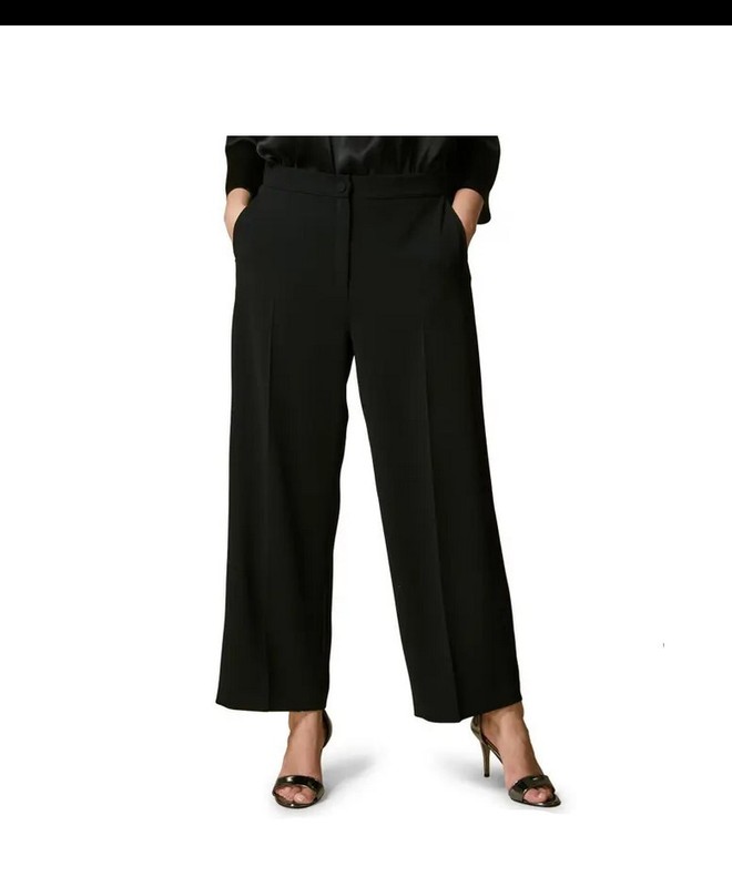 Marina Rinaldi Ramato Gabardine Wide Trousers Unfinished hem Black Size 22 1799