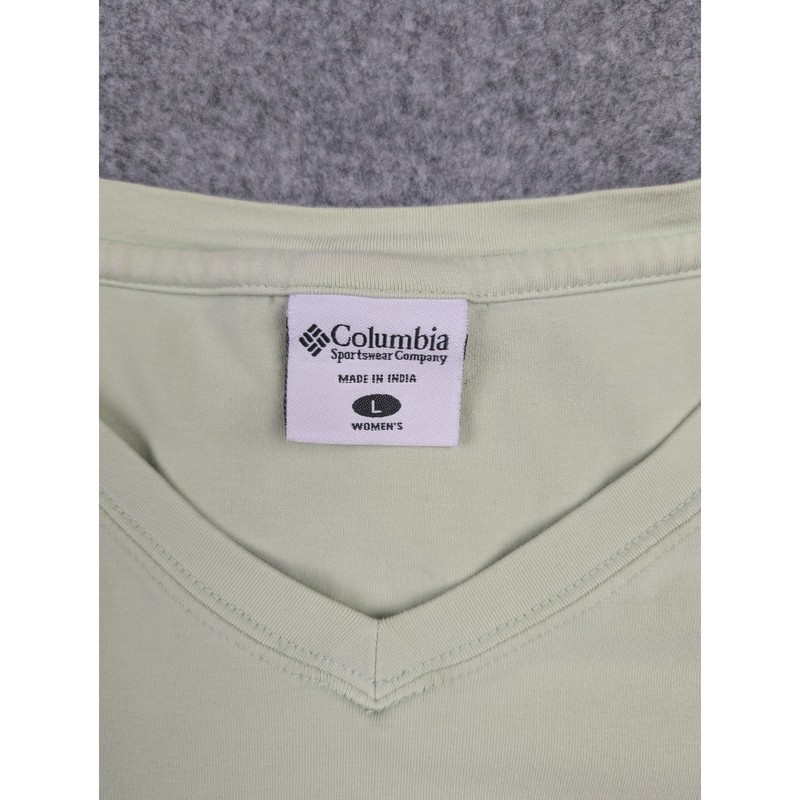 Columbia Womens Sage Green V-Neck Short Sleeve Organic Cotton T-Shirt AL6255 L gallery