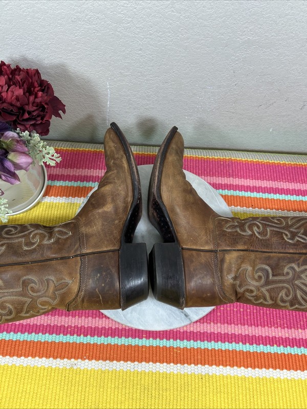 Justin 2252 Classic Western Cowboy Apache Brown Leather Boots Men’s Size US 10 D gallery