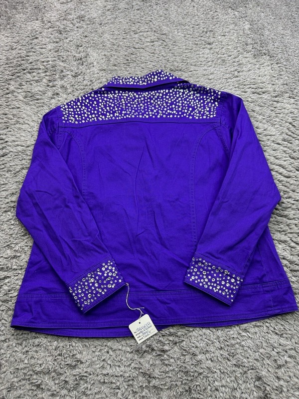 Tia Couture Jacket Women Small Purple Diamond Bedazzled Western Rockabilly NWT gallery
