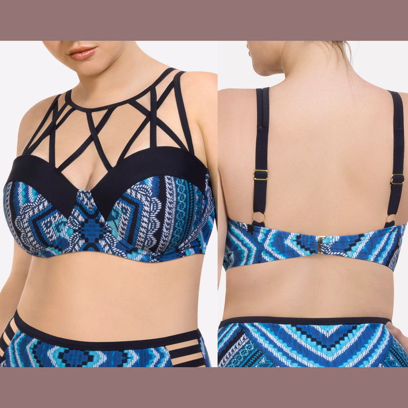 NWT Paramour [SZ 3X ] Strappy Printed Bralettte Bikini Top #C700