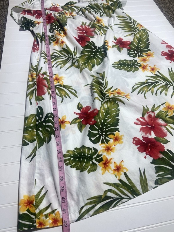 Puanani RJC Hawaiian 100% Cotton Muumuu Midi Dress L Made In USA Hibiscus gallery