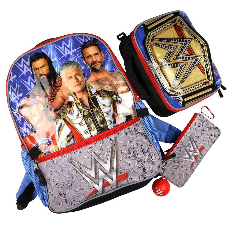 WWE Backpack 5-Piece Set Undisputed Champion 16" Book Bag with Lunch Box gallery