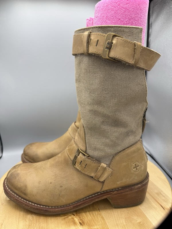 Dr. Martens 11761 Beige Jolie Leather & Hemp Strap Boots Women’s Size 9 EU 41