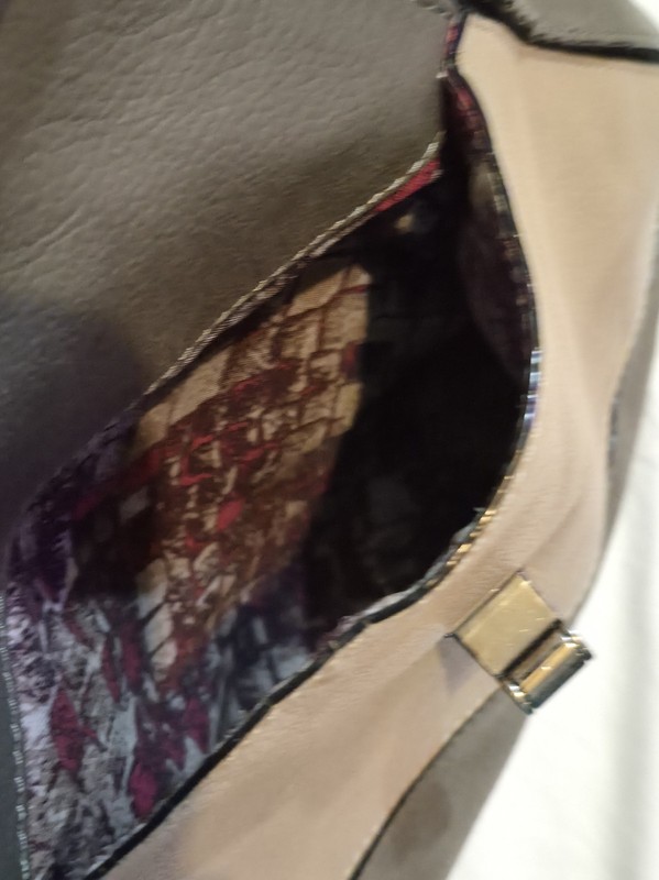 Elliott Lucca Leather Large handbag Double Top handles Gray Beige Mix gallery