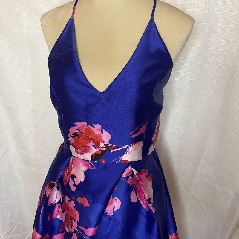 By and By Royal Blue Pink Floral Ladies Formal Dress 15 Prom Pockets Wedding gallery