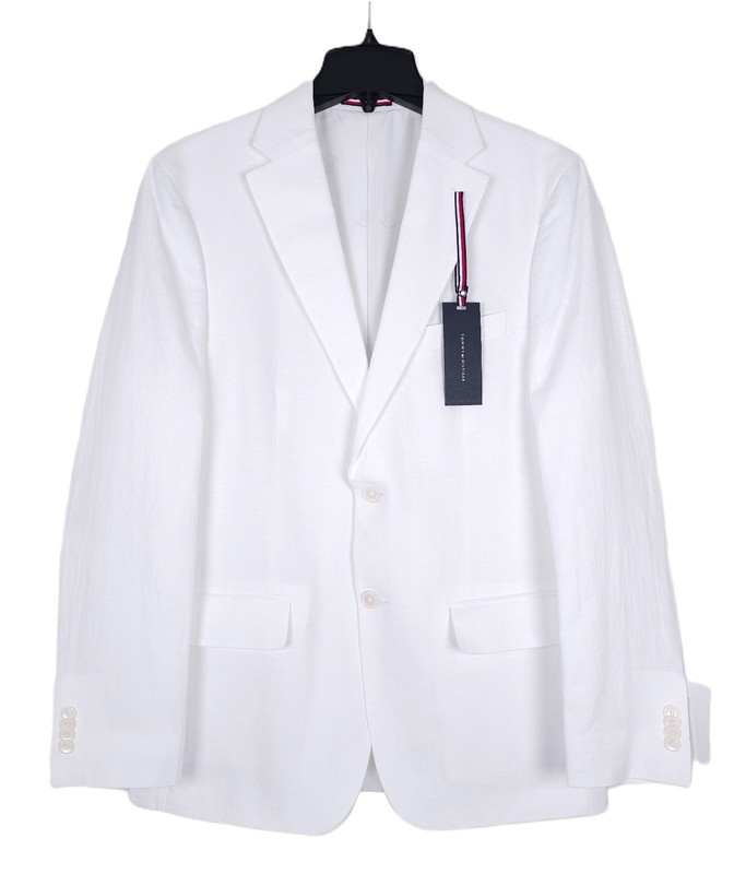 Tommy Hilfiger Mens Modern Fit Linen Sport Coat Blazer 36S White Solid NWT