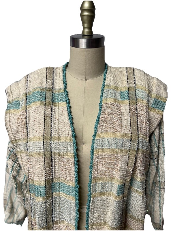 Vintage Gale Nehrig California Woven OOAK Artsy Art to Wear Open Duster Coat gallery