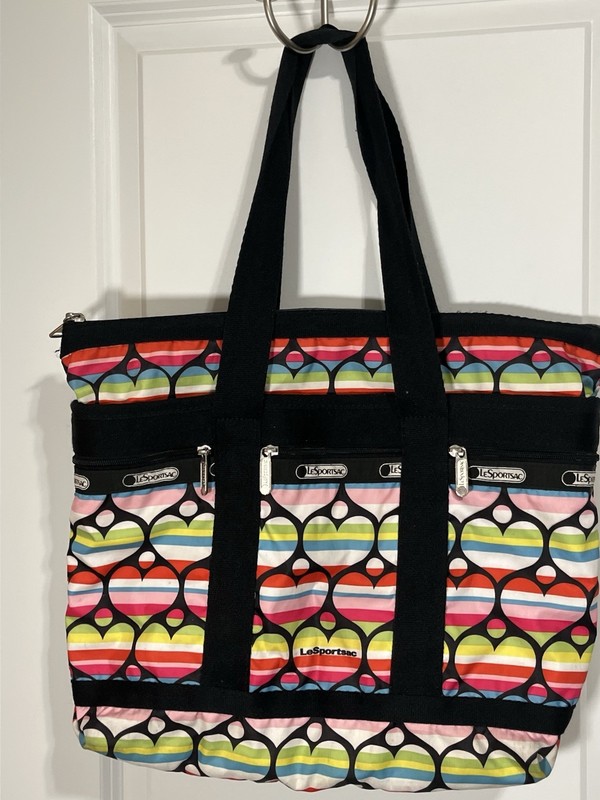 LeSportsac Zippered Tote Rainbow Hearts Rare Valentines Day City Bag
