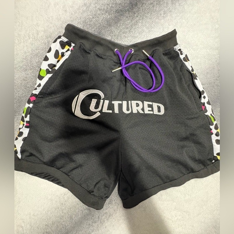 (B1) Cultured Cotton Leopard Print Mesh Basketball Shorts Women’s M Streetwear