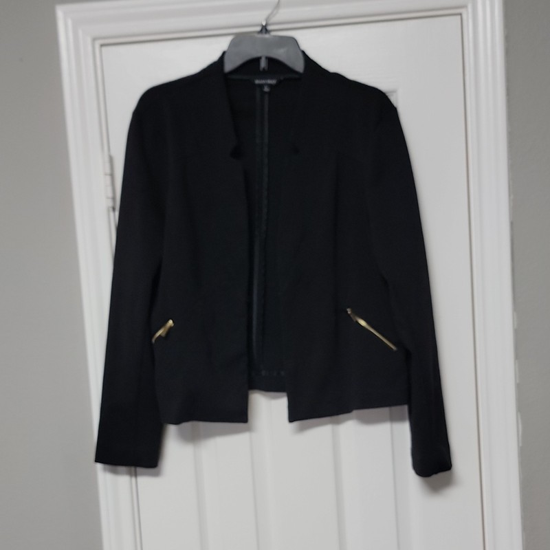 Ellen Tracr Blazer Black Zip Pockets Size Parge L Nwot New Without Tags