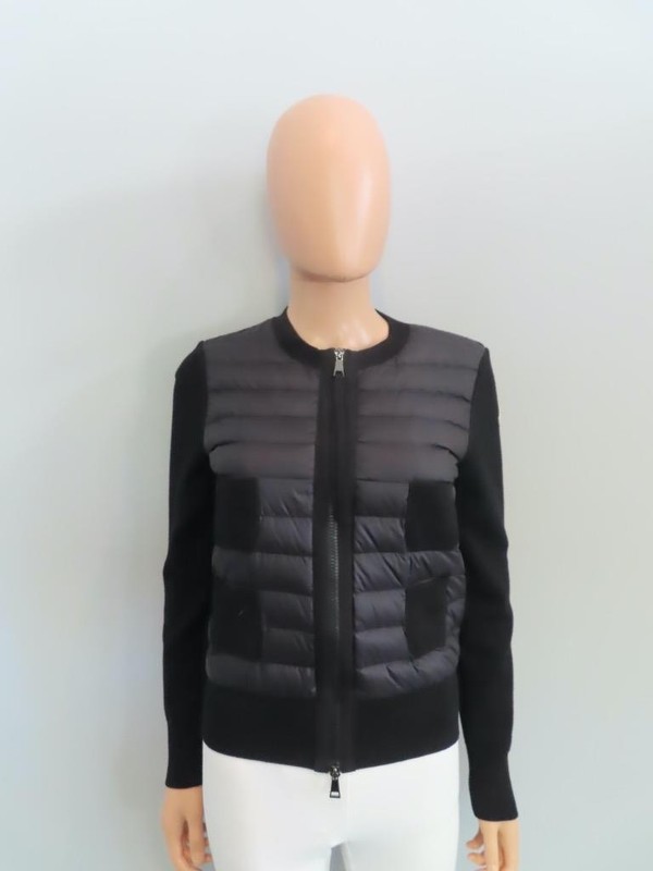 Moncler Black Cardigan Tricot Thin Down Puffer Jacket Size XS