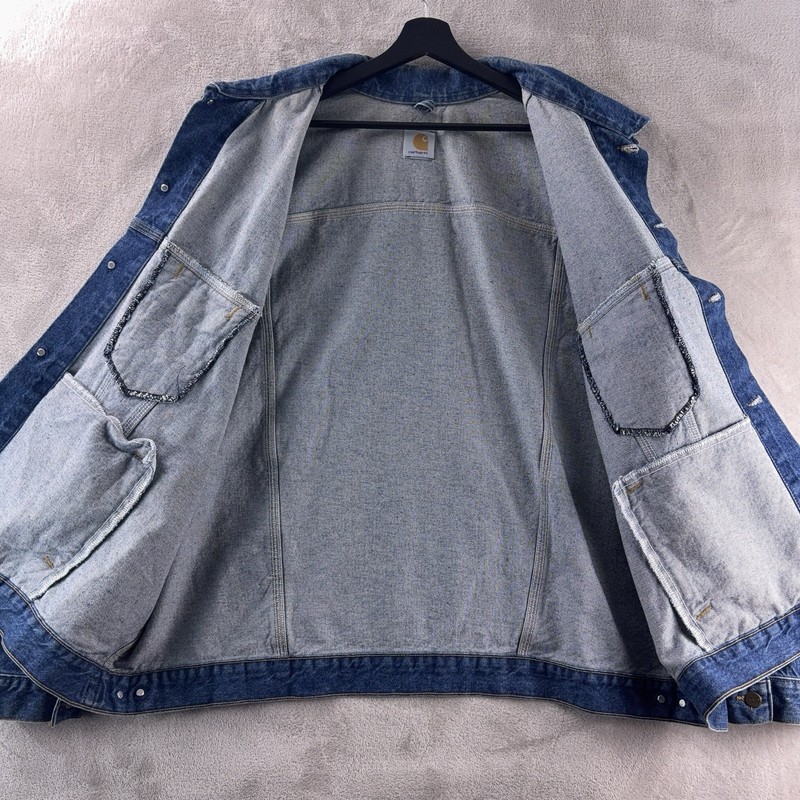 Carhartt J12 DST Denim Trucker Jacket Mens Size 2XL Blue Wash Workwear gallery