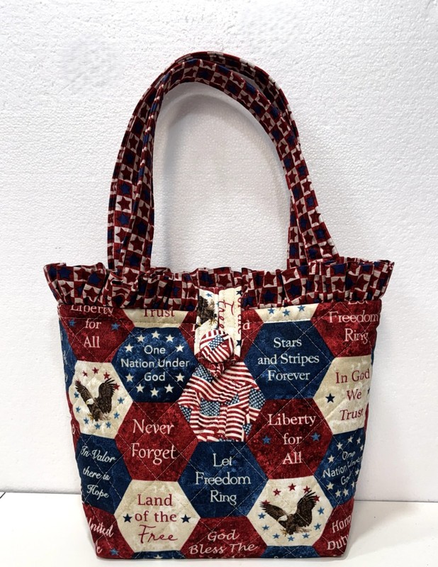 NEW Handmade Tote Purse bag Patchwork Stars Patriotic stripes faffygiraffe