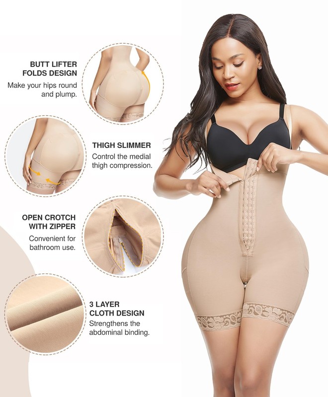 Lover-Beauty Shapewear Bodysuit Fajas Colombianas Small Light Skin Tummy Control gallery