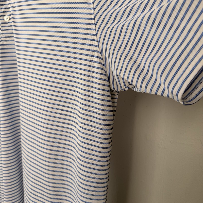 Holderness & Bourne Polo Shirt Mens XL Blue Striped Tailored Fit Golf 1800 Bulbs gallery