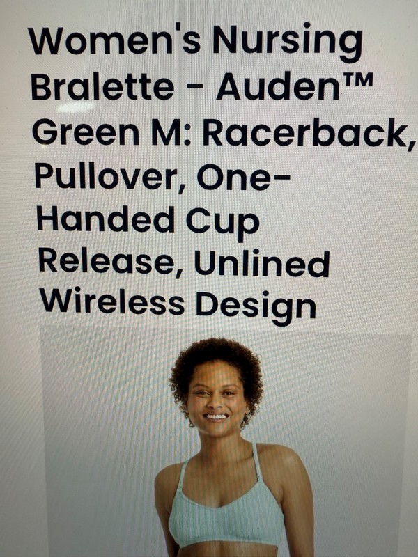 2 ~ AUDEN ~ Womens Racerback Nursing Maternity Bra Green Unlined Seamless Size M gallery