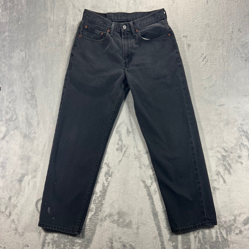 LEVI’S 550 Relaxed Fit Jeans Mens 32×30 Washed Black Bleach Stain Tapered 2016