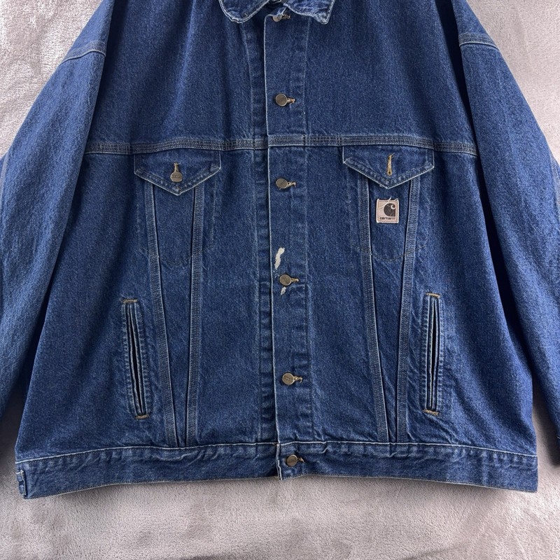 Carhartt J12 DST Denim Trucker Jacket Mens Size 2XL Blue Wash Workwear gallery