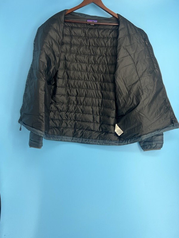 PATAGONIA Lg Men Navy /Teel Goose Down Sweater Jacket 84674 Full Zip Quilted gallery