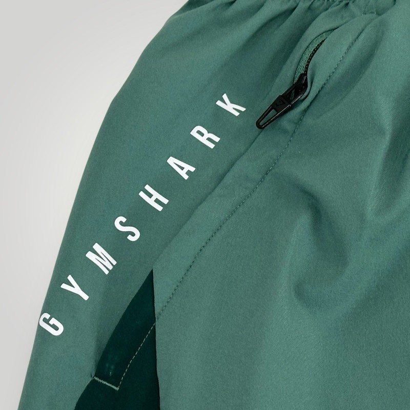 Gymshark A2A8K Shorts Mens 3XL Green Drawstring Activewear Zip Pocket 5 Inch gallery