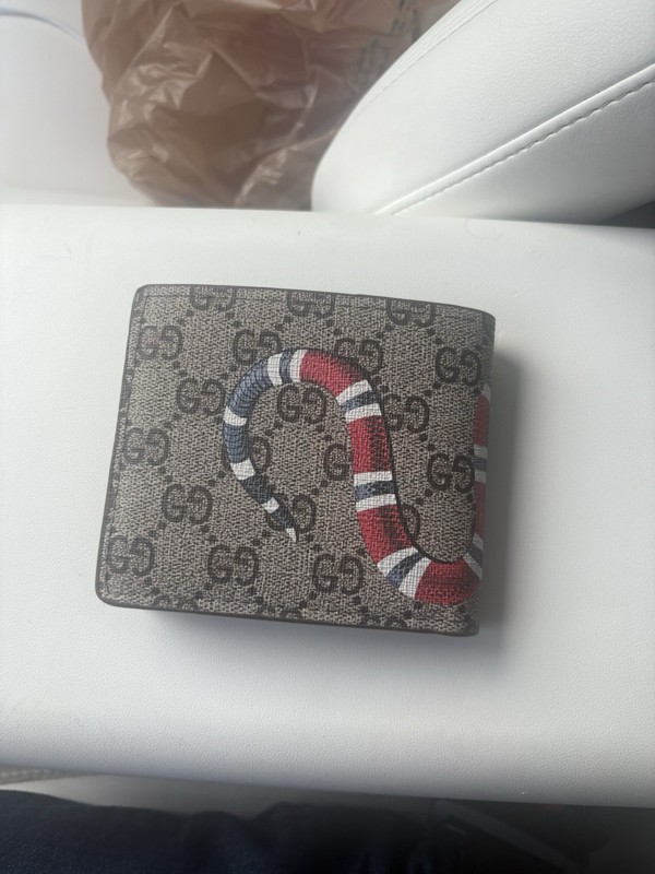 Gucci Men's GG Supreme Snake Print Bi-fold Wallet gallery