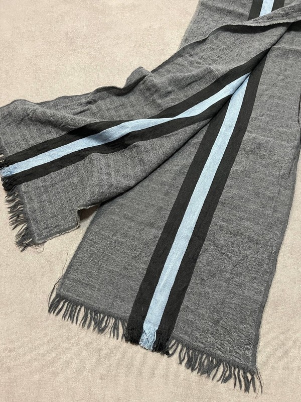 Gucci Wool Scarf Gray Monogram Vintage Y2K Scarves Mens Womens 180x33Cm 70x13in gallery