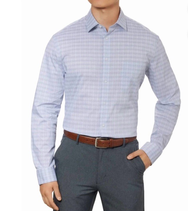 Calvin Klein Men’s Tech Active Stretch Shirt , Multi, M(15-15 1/2, 34-35)
