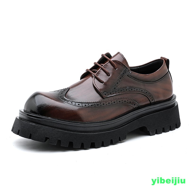 Men's Wing Tip Carved Platform Wide Leather Dress Formal Casual Shoes Derby 2026 gallery