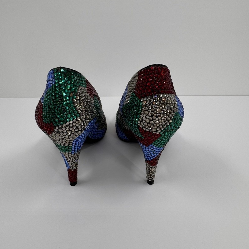 Stuart Weitzman Martinique Women's 7.5 Rhinestone Pump Multi Color Heels Leather gallery