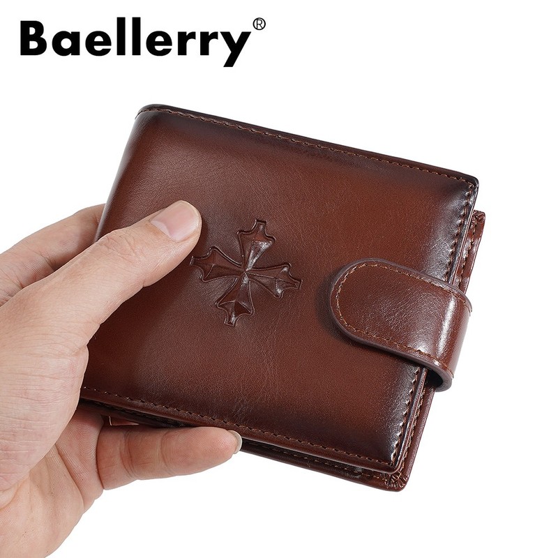 Men's Leather Thin Business Card Case Wallet Folding Billfold Wallet Hasp Snap gallery
