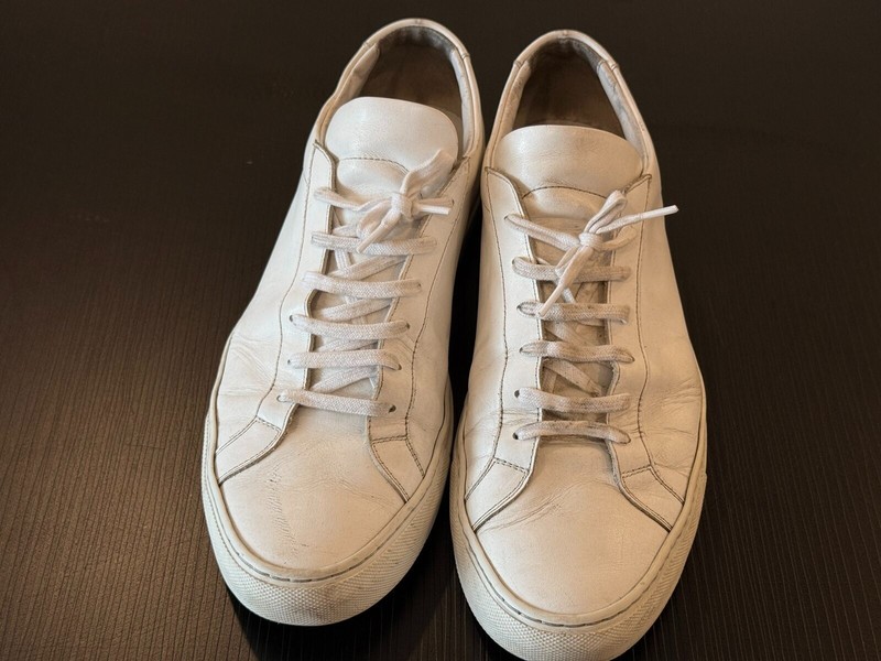 Common Projects Achilles Low White Leather Sneakers Mens EU 45 US 12 Italy