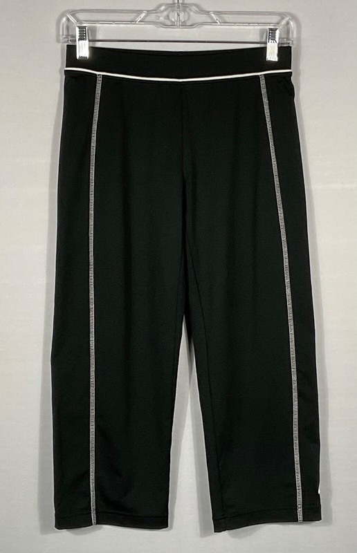 Nike Leggings Women’s Size 5(4-6) Black Ivory Trim 3/4 Length Athletic Active