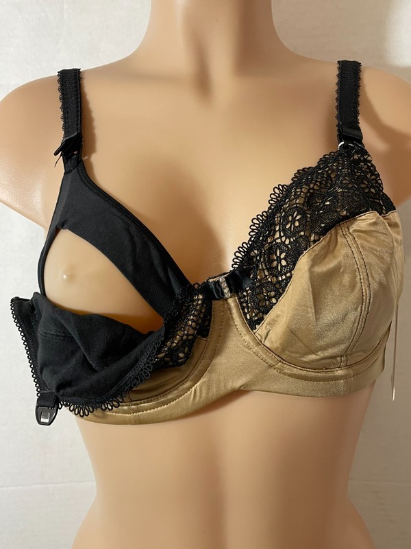 Cake Lingerie Maternity Nursing Bra Honeycomb Macaroon Beige Black Lace Bling gallery