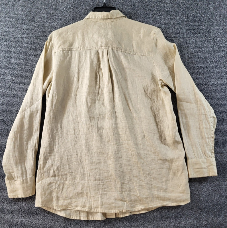 GAP Boyfriend Shirt 100% Linen Women S Biege Long Sleeve Button Up Casual Classy gallery