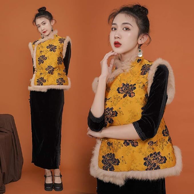 women's Chinese style winter thickened vest,winter cheongsam jacquard vest 11065 gallery