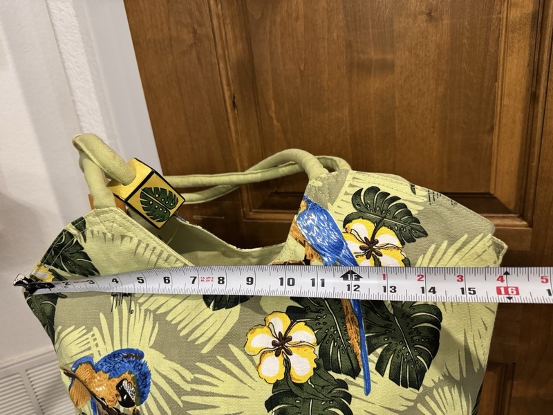Guy Harvey Parrot Print Canvas Beach Large Tote Bag Beaded Handle Tropical gallery