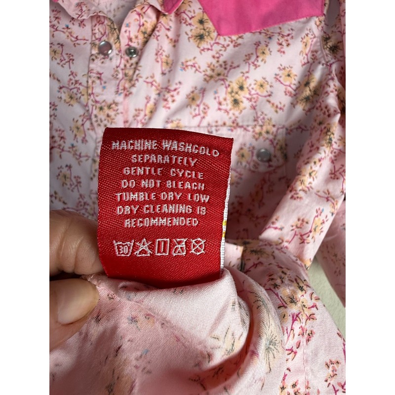White Diamonds Boots Western Shirt Womens Large Pink Floral Pearl Snap Excellent gallery