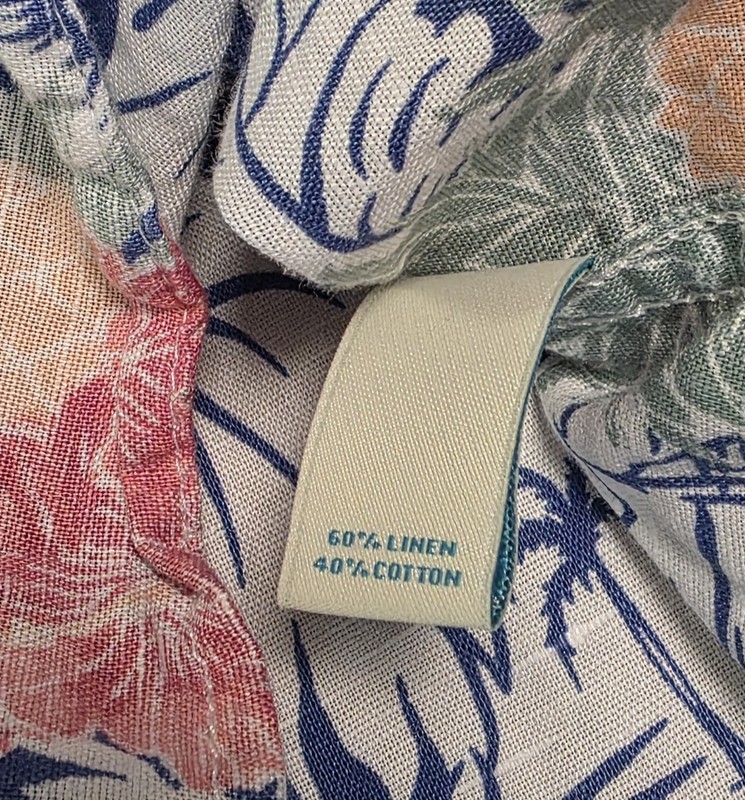 Caribbean Hawaiian Shirt Short Sleeve Blue Tropical Floral Beach Linen Blend XL gallery