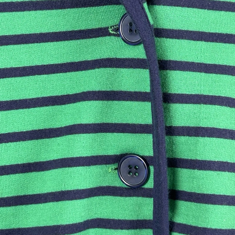 Woman Within Jersey Knit Blazer Womens 18/20 Large Green &Navy Stripe Preppy gallery