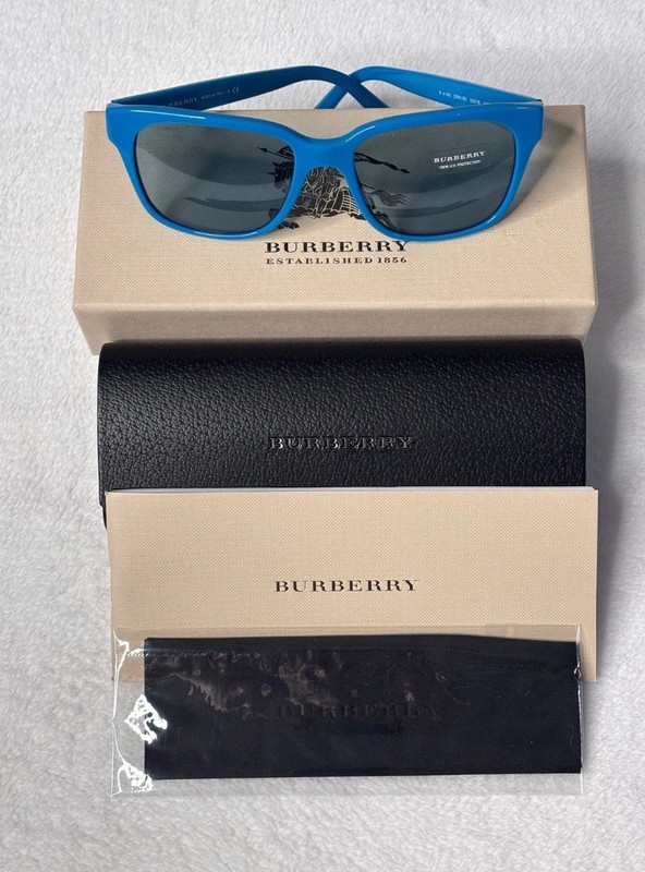 Burberry BE 4200 unisex Blue Square Sunglasses, Polarized Gray Lenses UV400