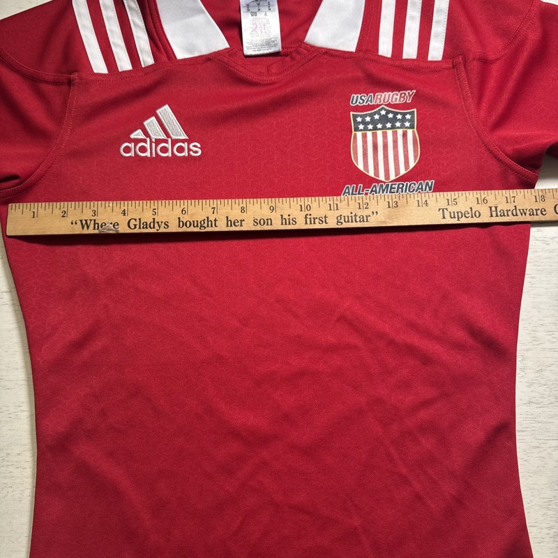 Adidas USA Rugby All-American 2017 Red And White Shirt Jersey Size Medium EUC gallery