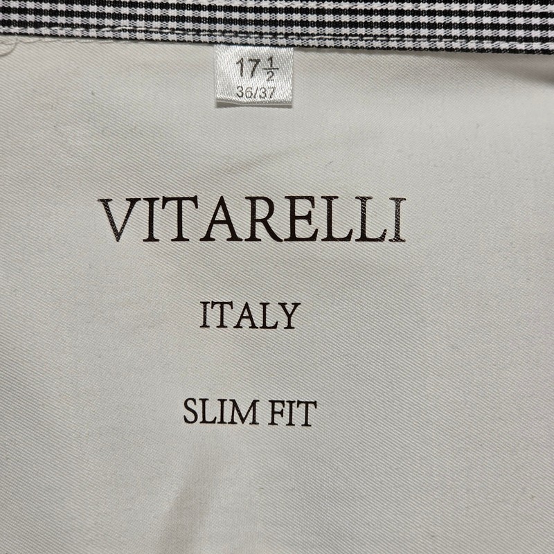 Vitarelli Dress Shirt Mens 17.5 36/37 Cream Excellent Slim Fit Long Sleeve gallery