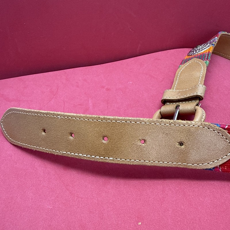 Vintage Genuine Leather Concho Belt Western Bohemian Rainbow Tan/ Size Medium gallery